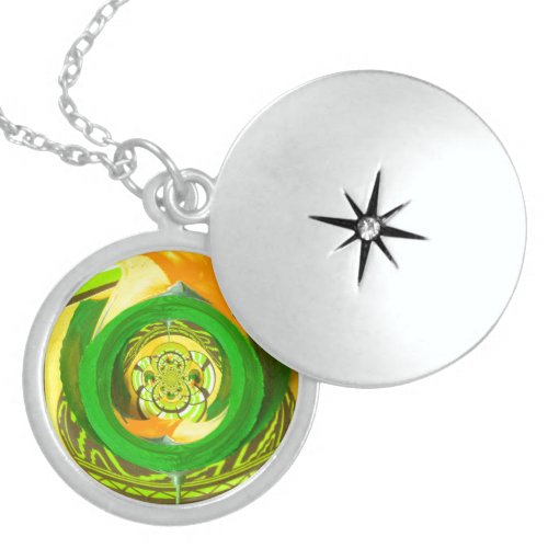 Yellow Rose Graphic Art Design Sterling Silver Necklace