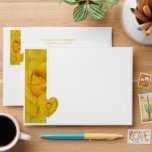 Yellow Rose Heart Design Wedding Envelope