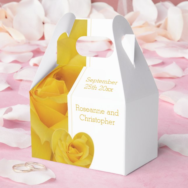 Yellow Rose Heart Design Wedding Favor Boxes (Wedding)