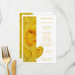 Yellow Rose Heart Design Wedding Menu