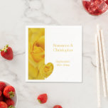 Yellow Rose Heart Design Wedding Napkins