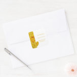 Yellow Rose Heart Design Wedding Square Sticker