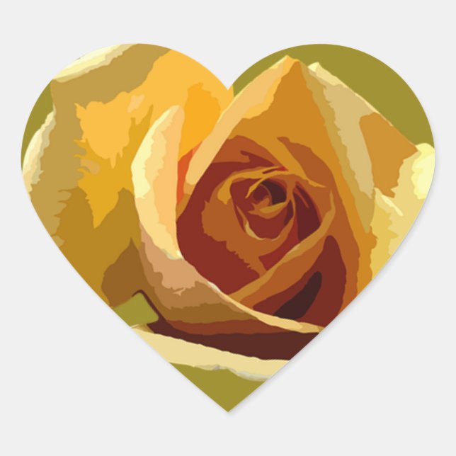 Yellow Rose Heart Sticker (Front)
