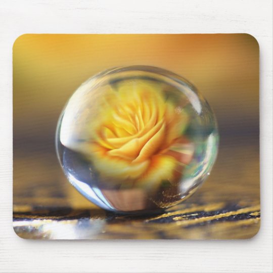 Yellow Rose In A Glass Ball Mouse Pad | Zazzle.com