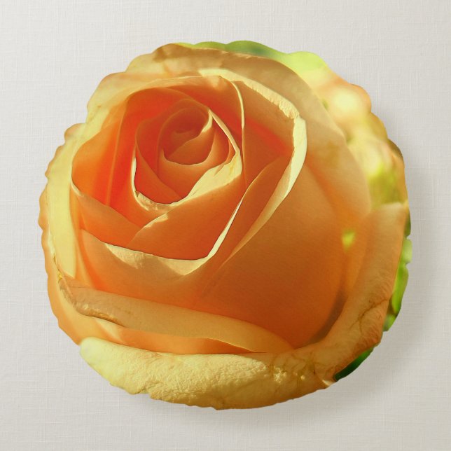 Yellow Rose in Full Bloom Round Pillow (Front)