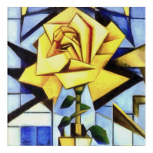 Yellow Rose In Yellow Vase Geometric Still Life Acrylic Print
