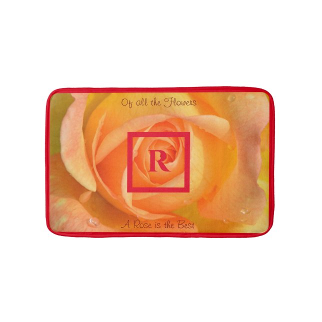 Yellow Rose is the Best Monogrammed Personalized Bath Mat (Front)