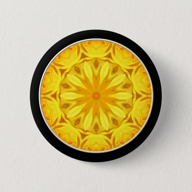 Yellow Rose Kaleidoscope (#1) Pinback Button (Front)