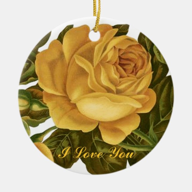 Yellow Rose Love Ornament (Front)