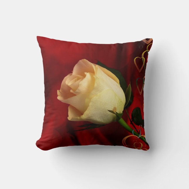 Yellow Rose Love Throw Pillow (Front)