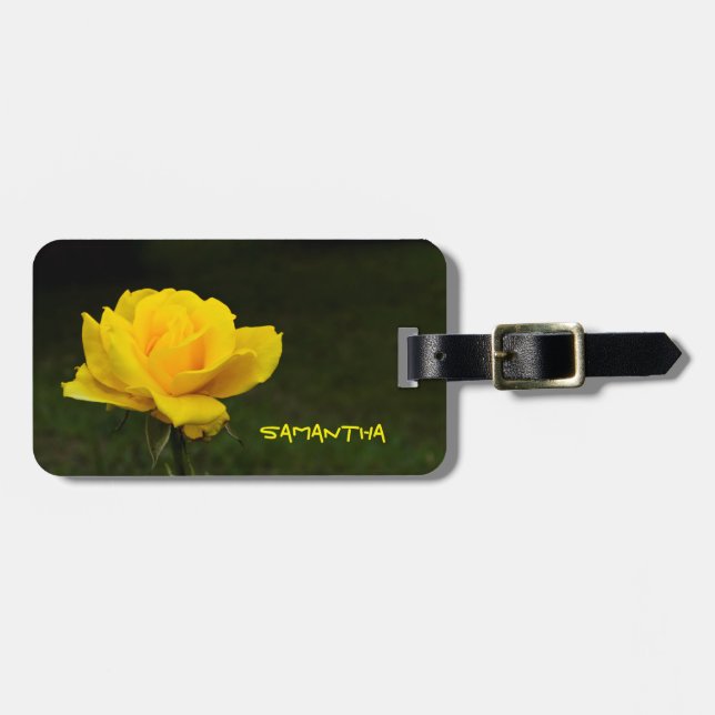 Yellow rose luggage tag (Front Horizontal)