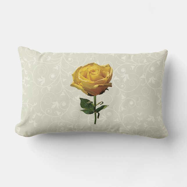 Yellow Rose Lumbar Pillow (Front)