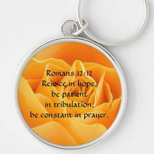 Yellow Rose Macro and Bible Verse Keychain