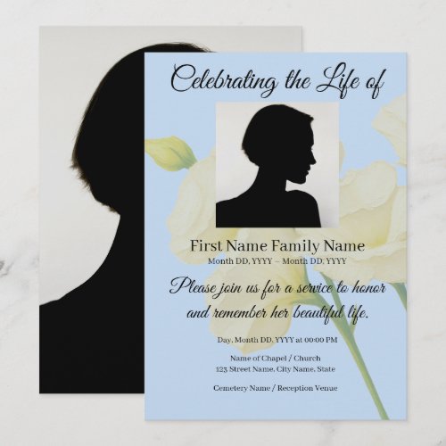 Yellow Rose memorial invitation