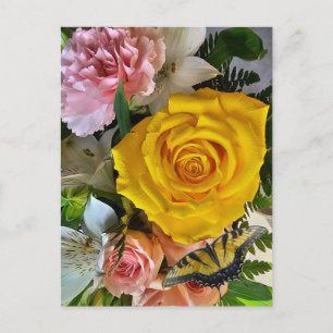 Yellow rose message holiday postcard