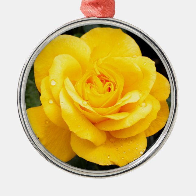 Yellow Rose Metal Ornament (Front)
