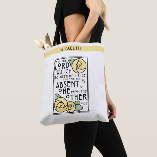 Yellow Rose  Mizpah  Personalized Tote Bag