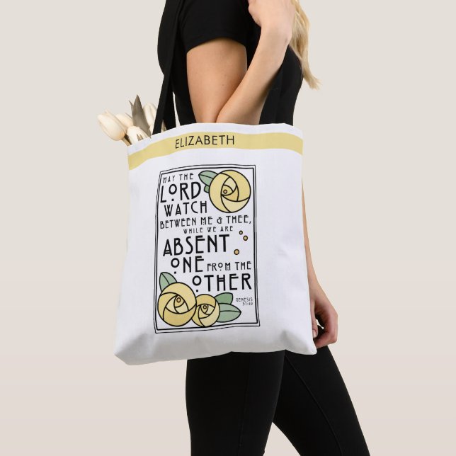 Yellow Rose | Mizpah | Personalized Tote Bag (Close Up)