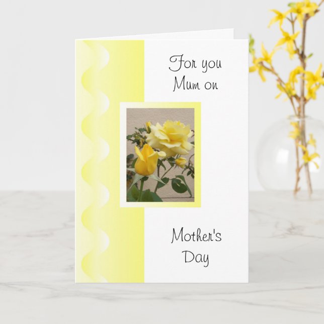 Yellow Rose Mothers Day Card (Yellow Flower)