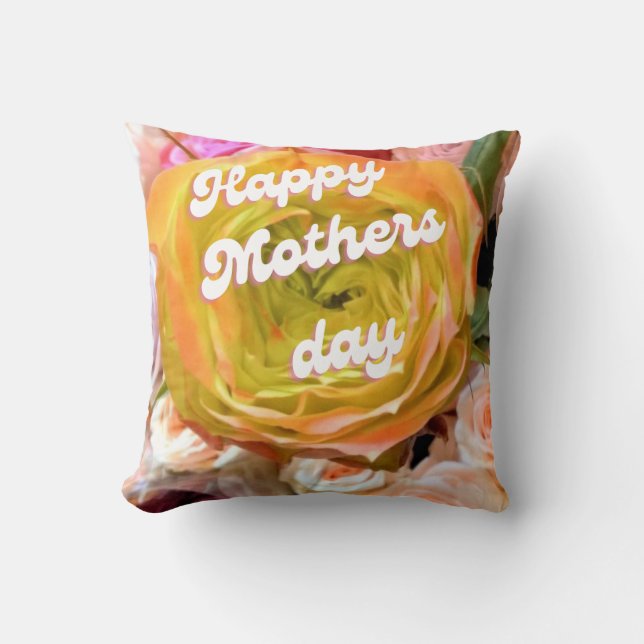 Yellow Rose Mothers day Throw Pillow (Front)