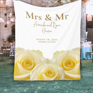 Yellow Rose Mrs. & Mr. Bridal Couple Wedding Gift Fleece Blanket