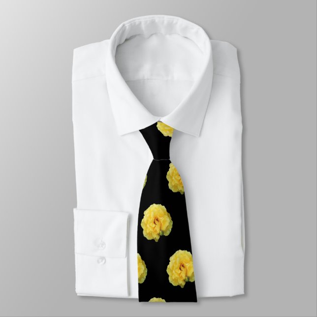 YELLOW   ROSE NECK TIE (Tied)
