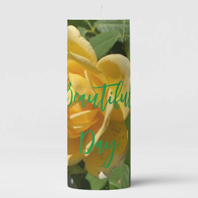 Yellow rose of Avon Pillar Candle (Front)