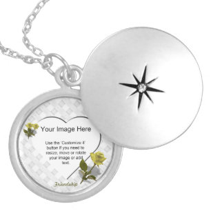 Yellow Rose of Friendship - Heart Photo Template Locket Necklace