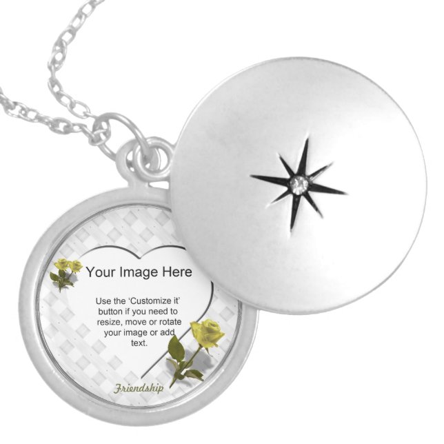 Yellow Rose of Friendship - Heart Photo Template Locket Necklace (Front)