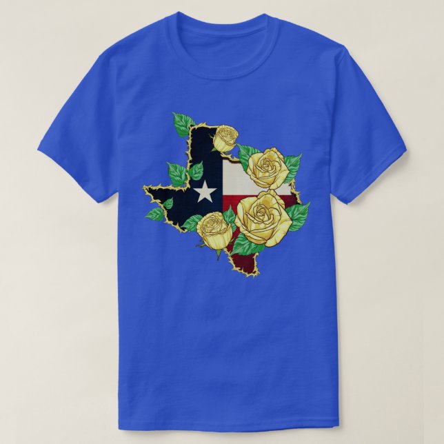 Yellow Rose Of Texas Flag Proud Texan American Pat T-Shirt (Design Front)