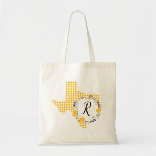 Yellow Rose of Texas _ Gingham Monogram Tote Bag