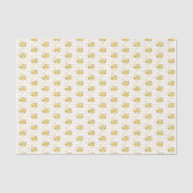 Yellow Rose of Texas - Gingham State Pattern Tissue Paper (Front)