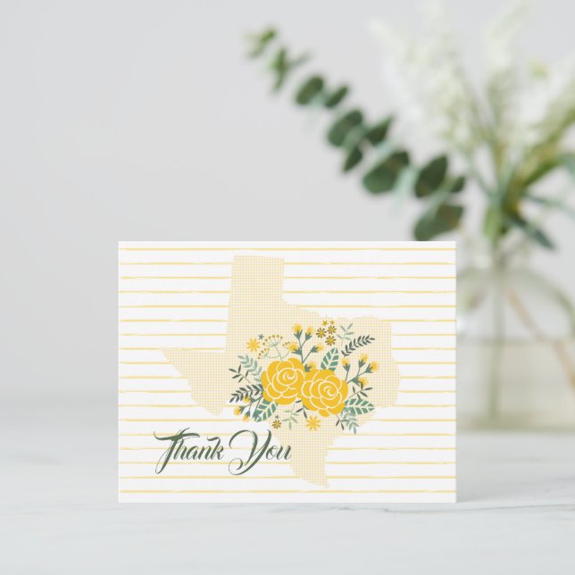 Yellow Rose of Texas - Gingham State Thank You Note Card (Standing Front)