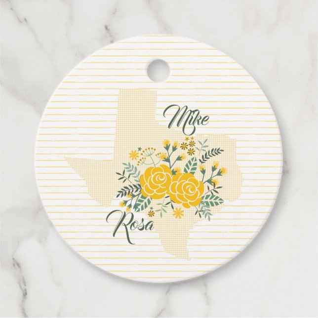Yellow Rose of Texas - Gingham State Wedding Favor Tags (Front)