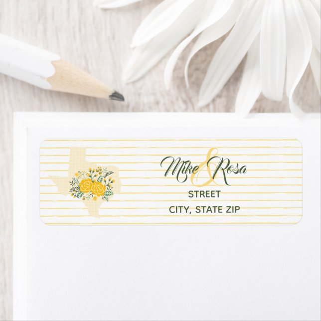 Yellow Rose of Texas - Gingham State Wedding Label (Insitu)