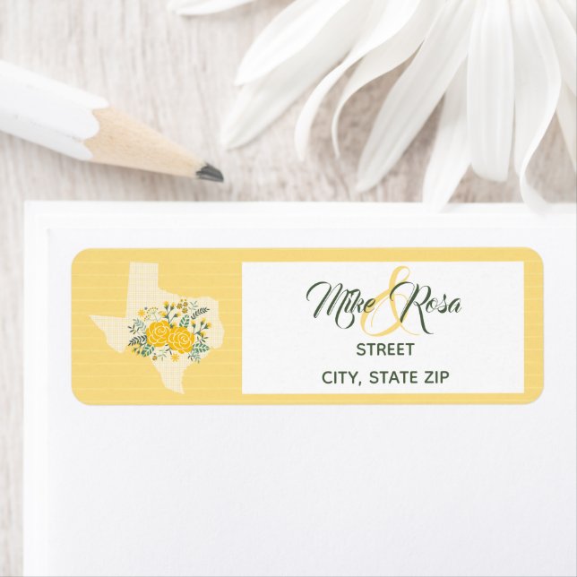 Yellow Rose of Texas - Gingham State Wedding Label (Insitu)