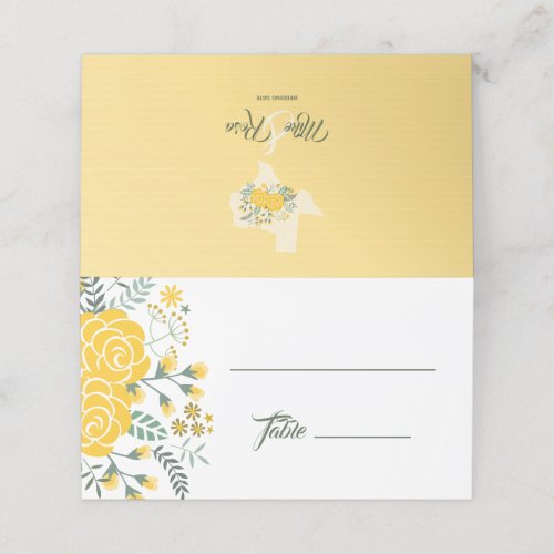Yellow Rose of Texas _ Gingham State Wedding Place Card