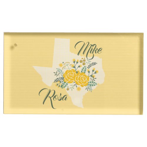 Yellow Rose of Texas _ Gingham State Wedding Place Card Holder