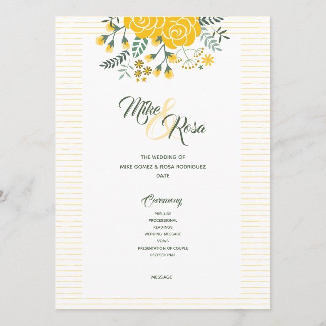 Yellow Rose of Texas - Gingham State Wedding Program (Front)