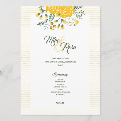 Yellow Rose of Texas _ Gingham State Wedding Program