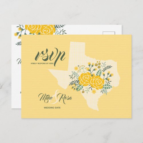 Yellow Rose of Texas _ Gingham State Wedding RSVP Postcard