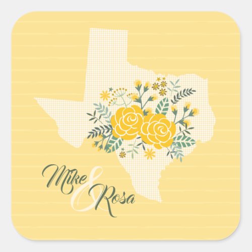 Yellow Rose of Texas _ Gingham State Wedding Square Sticker