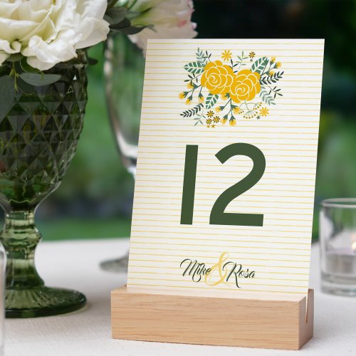 Yellow Rose of Texas _ Gingham State Wedding Table Number