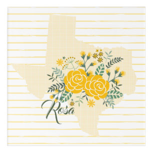 Yellow Rose of Texas - Gingham State with Roses Acrylic Print