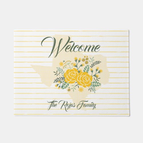Yellow Rose of Texas _ Gingham State with Roses Doormat