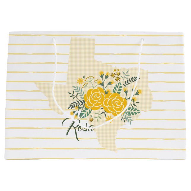Yellow Rose of Texas - Gingham State with Roses Large Gift Bag (Front)