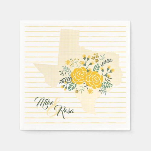 Yellow Rose of Texas _ Gingham State with Roses Napkins