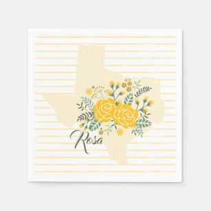 Yellow Rose of Texas - Gingham State with Roses Napkins