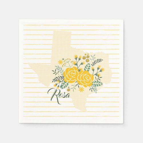 Yellow Rose of Texas _ Gingham State with Roses Napkins