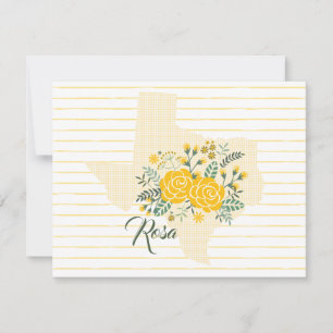 Yellow Rose of Texas - Gingham State with Roses Note Card